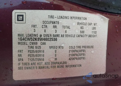 1998 Buick Park Avenue из США, поврежденный, VIN 1G4CW52K8W4602536